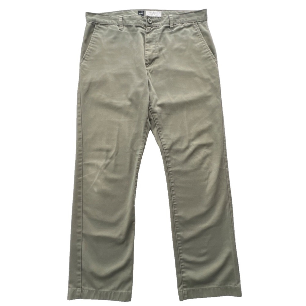 RVCA Mens 36x29 Weekend Chino Pants Olive Green Straight Fit Stretch